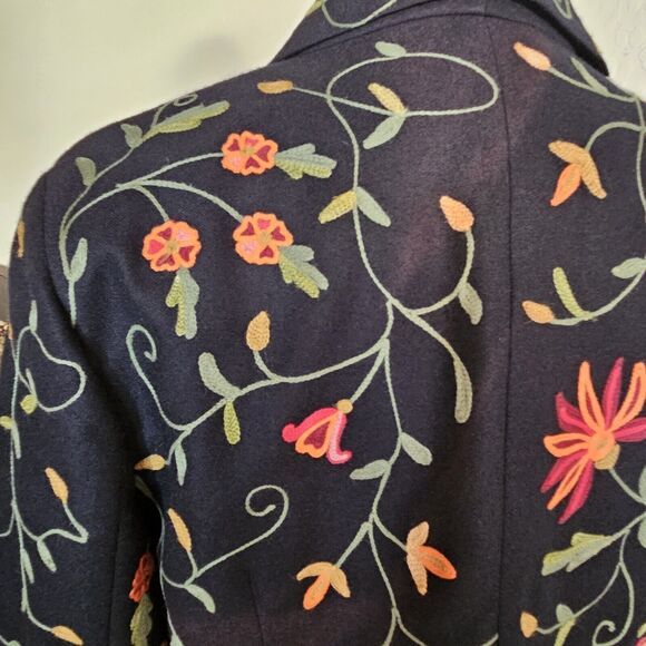 VTG Noviello Bloom Wool Embroidered Jacket W/belt Size 12 - Picture 10 of 16
